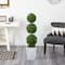 4ft. Boxwood Triple Ball Topiary Artificial Tree in White Metal Planter